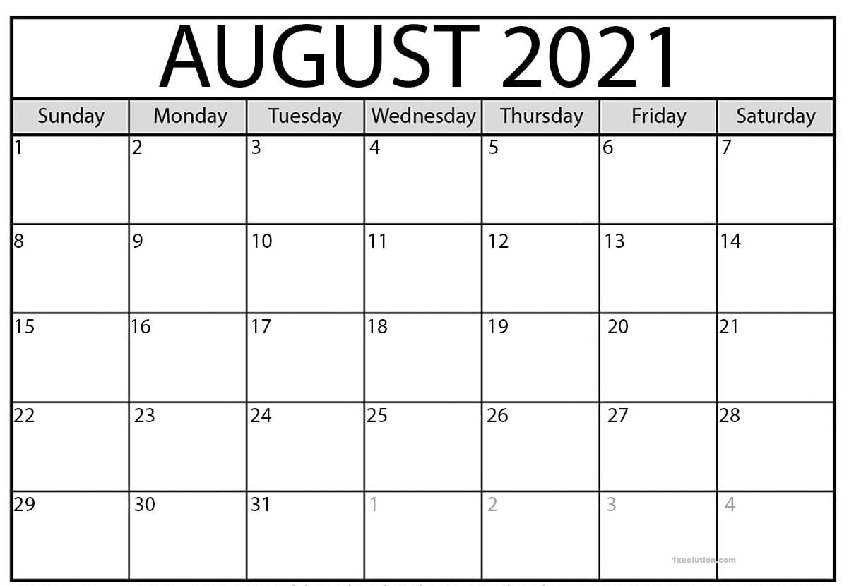 August 2025 Calendar Printable Schedule ExcelSheet Calendar