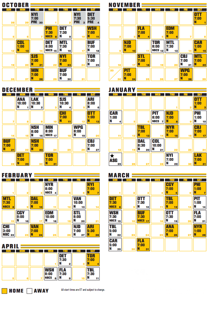 Bruins Schedule Printable