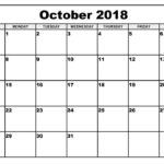 Blank Calendar October 2018 Schedule Monthly Calendar
