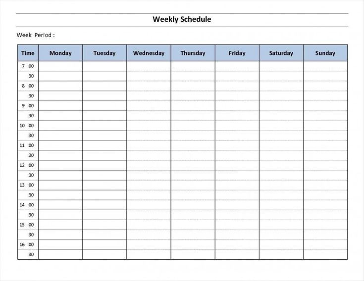 Blank Revision Timetable Template Awesome 7 Day Week 