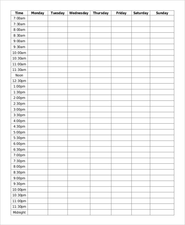 Blank School Schedule Template 8 Free PDF Word Format 