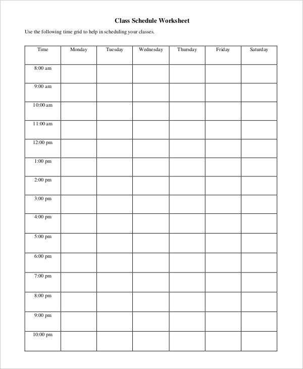 Blank School Schedule Template 8 Free PDF Word Format 