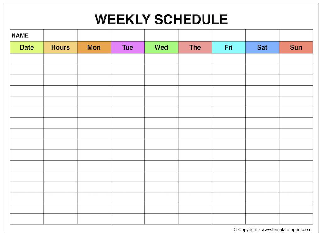 Blank Weekly Template Printable Free Weekly Schedule 