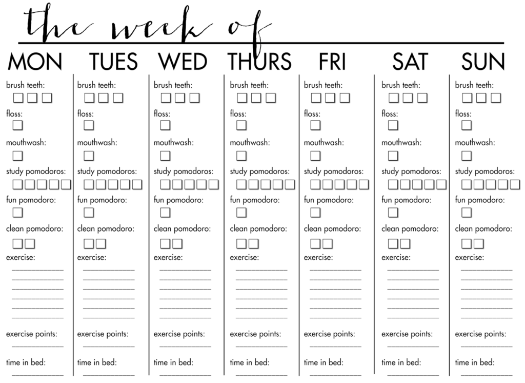 Blank Workout Schedule For Women Free Calendar Template