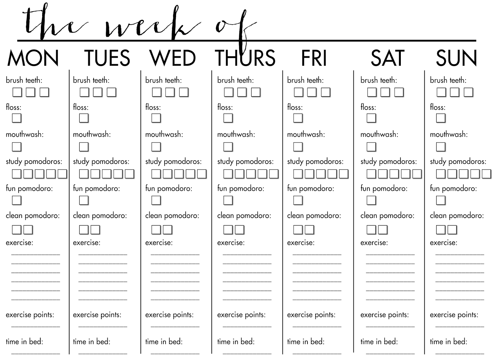 Blank Workout Schedule For Women Free Calendar Template 