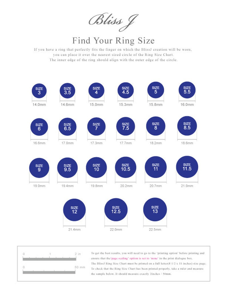 BlissJ Ring Size Chart For Free NOT FOR SALE Download It 