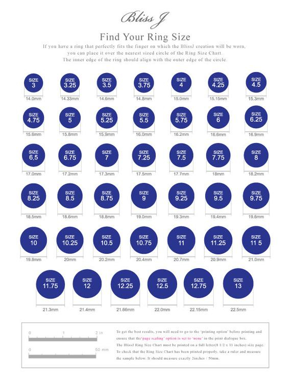 BlissJ Ring Size Chart For Free NOT FOR SALE Download It