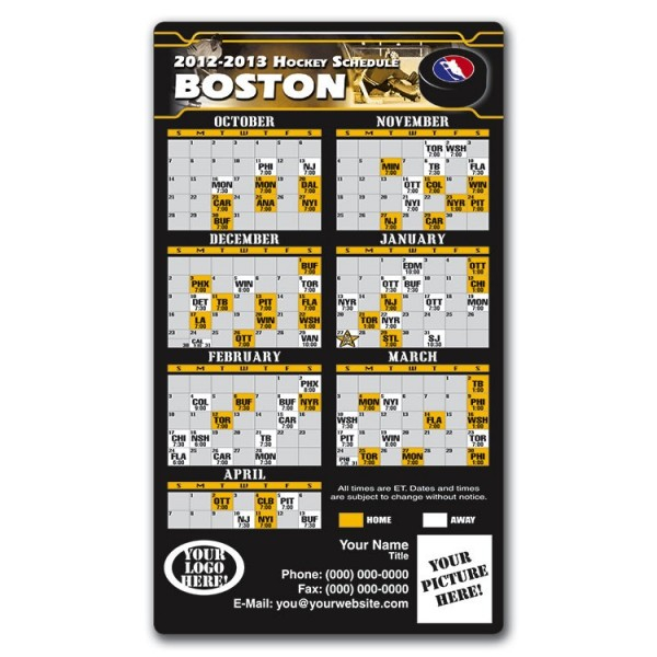 Boston Bruins Pro Hockey Schedule Magnets 4 X 7 Custom 