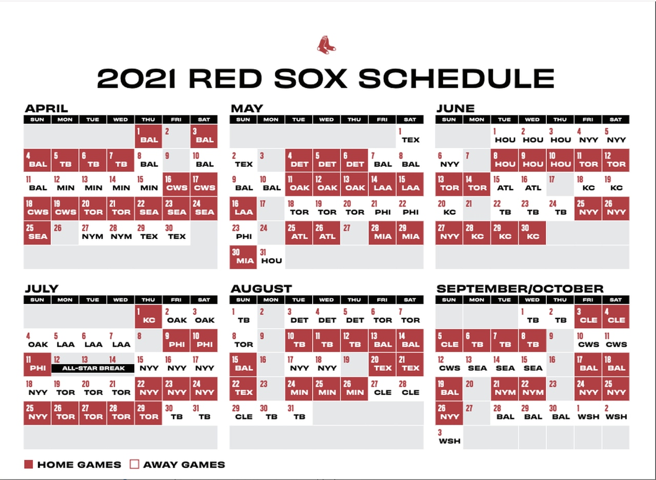 Boston Red Sox 2021 Schedule Opening Day Is April 1 Vs 