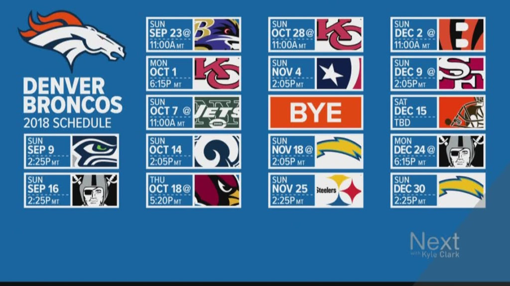 Broncos Release 2018 Regular Season Schedule 9news