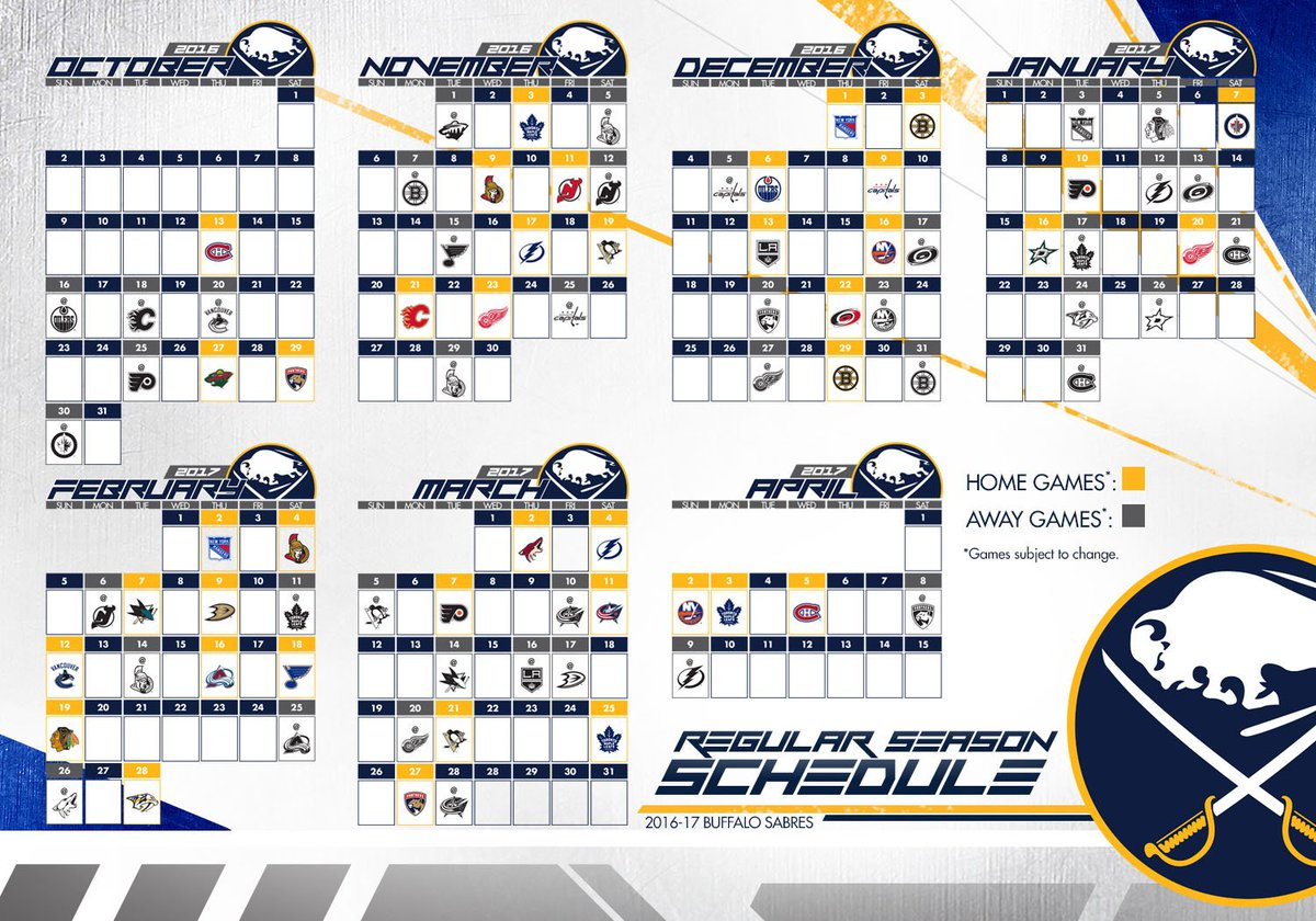 Sabres Schedule 2022-23 Printable - Printable Blank World