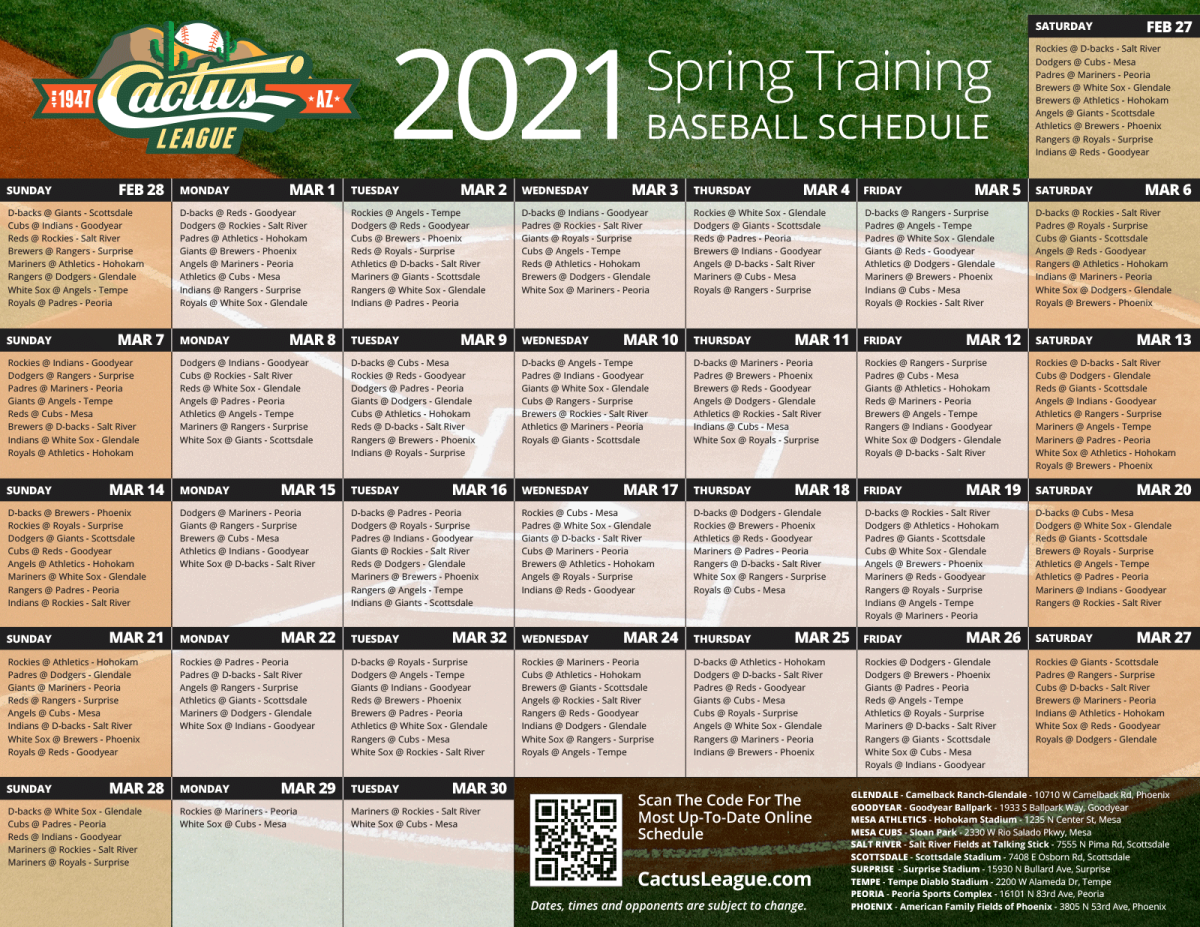 Cactus League Spring Training Schedule 2025