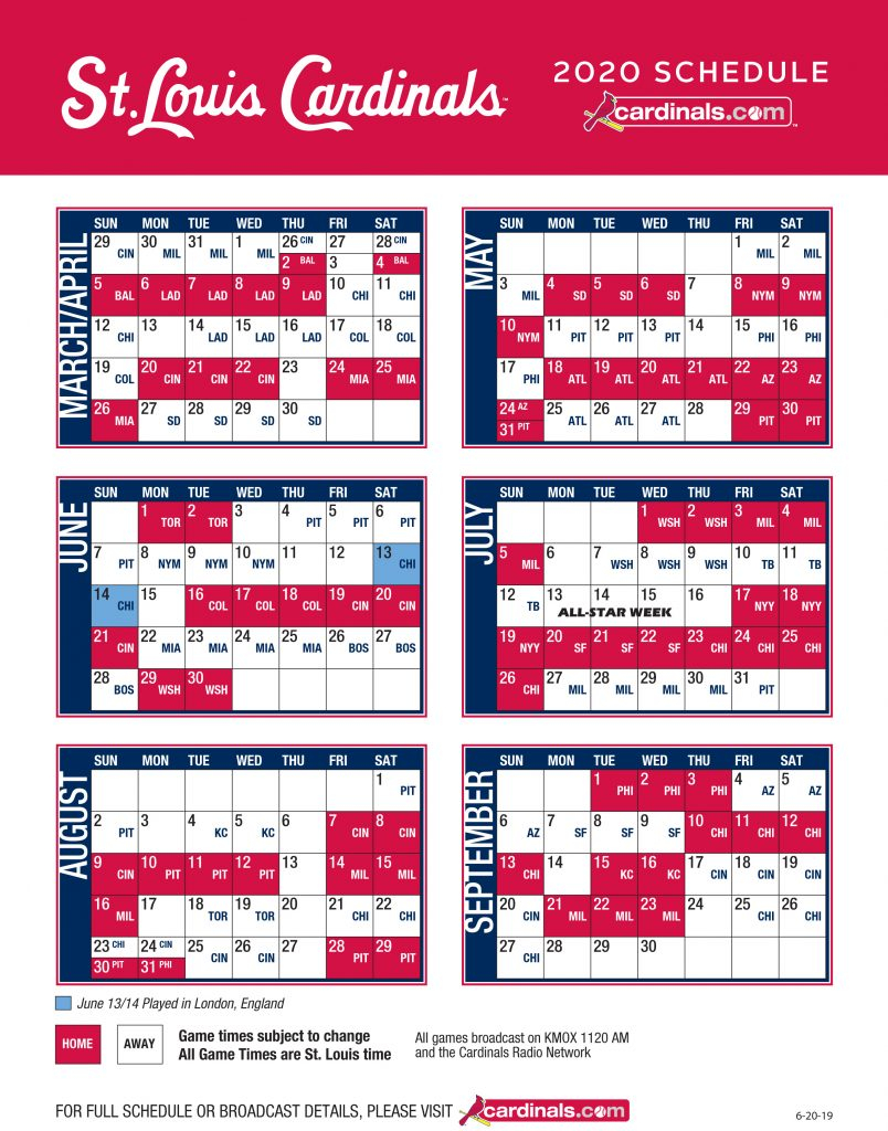 Cardinals Schedule Mlb 2019