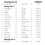 Central Time Week 4 NFL Schedule 2020 Printable