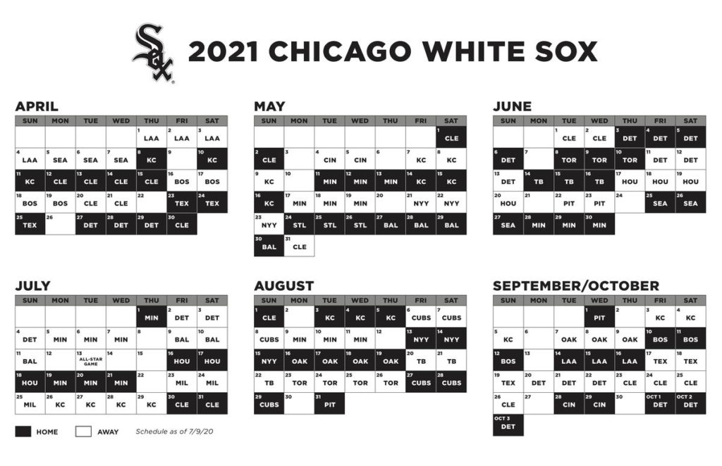 Chicago White Sox Schedule 2021 Printable