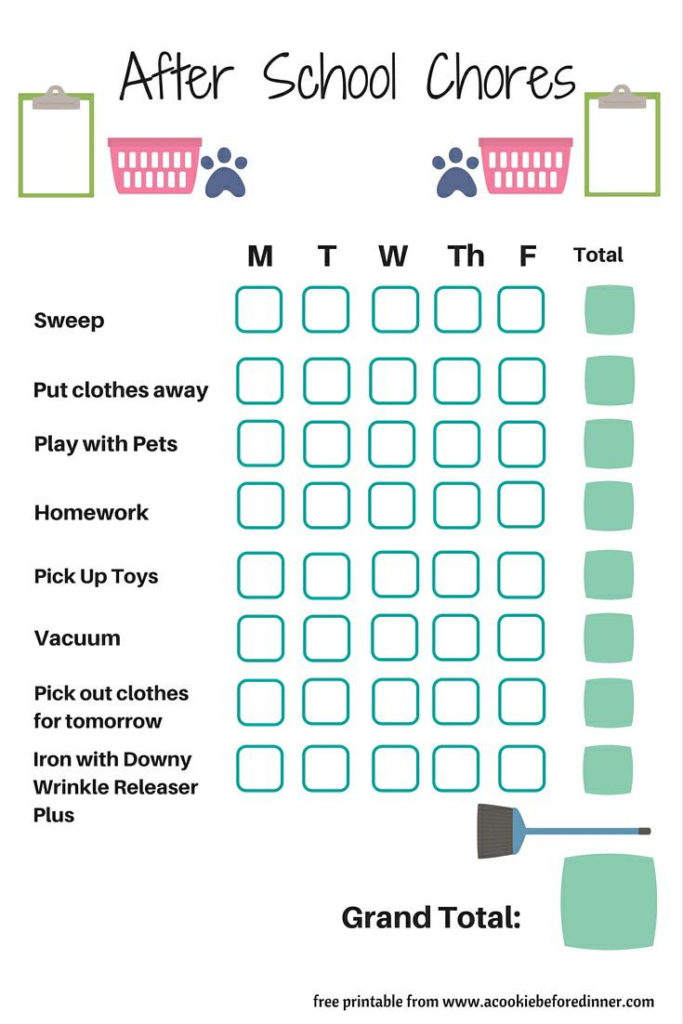 Chores For 6 To 8 Year Olds A Free Chore Chart Printable