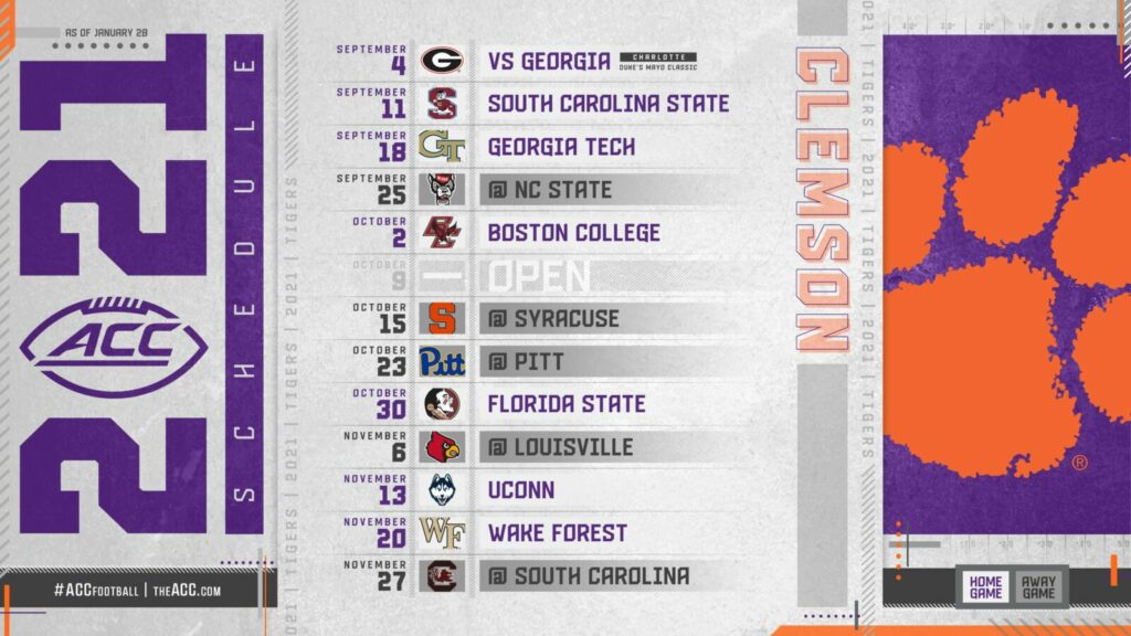 Clemson Football 2025 Schedule Released Clemson Sports News