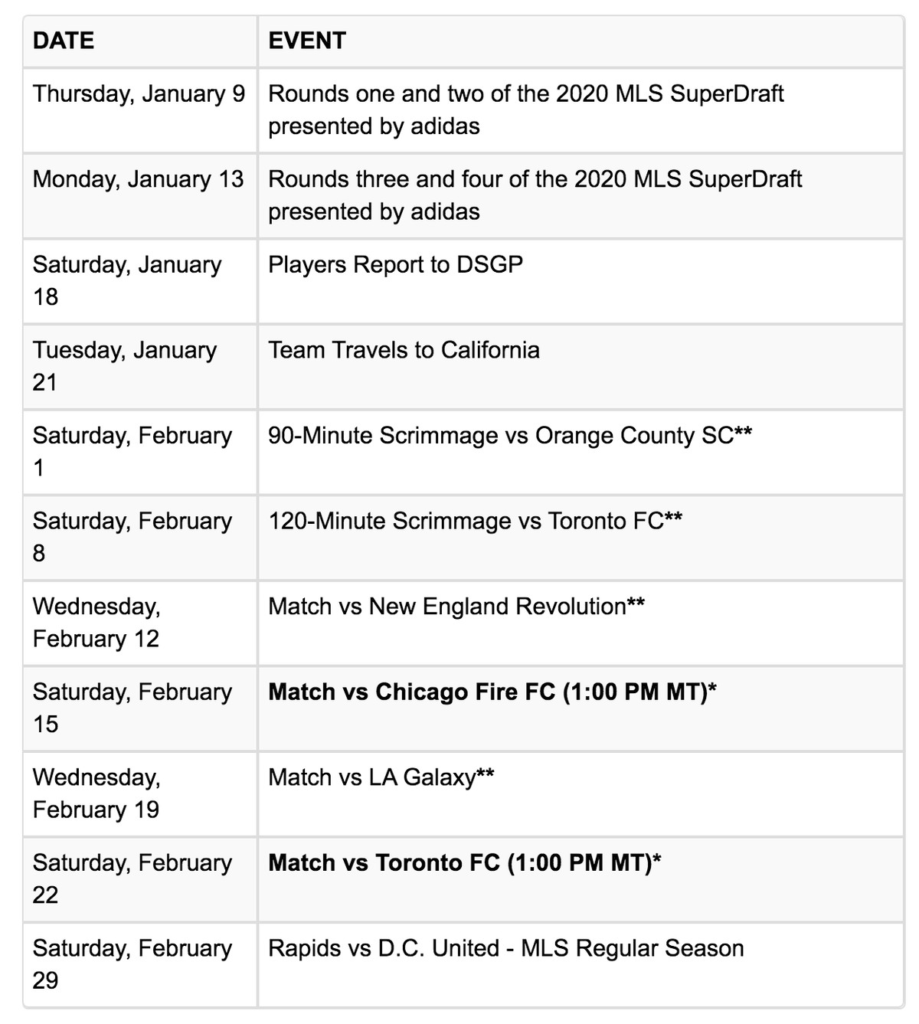 Colorado Rapids Printable Schedule PrintableSchedule 