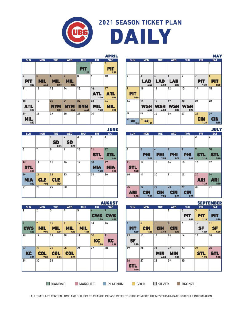 Cubs Announce Tentative 2021 Home Game Times And Ticket