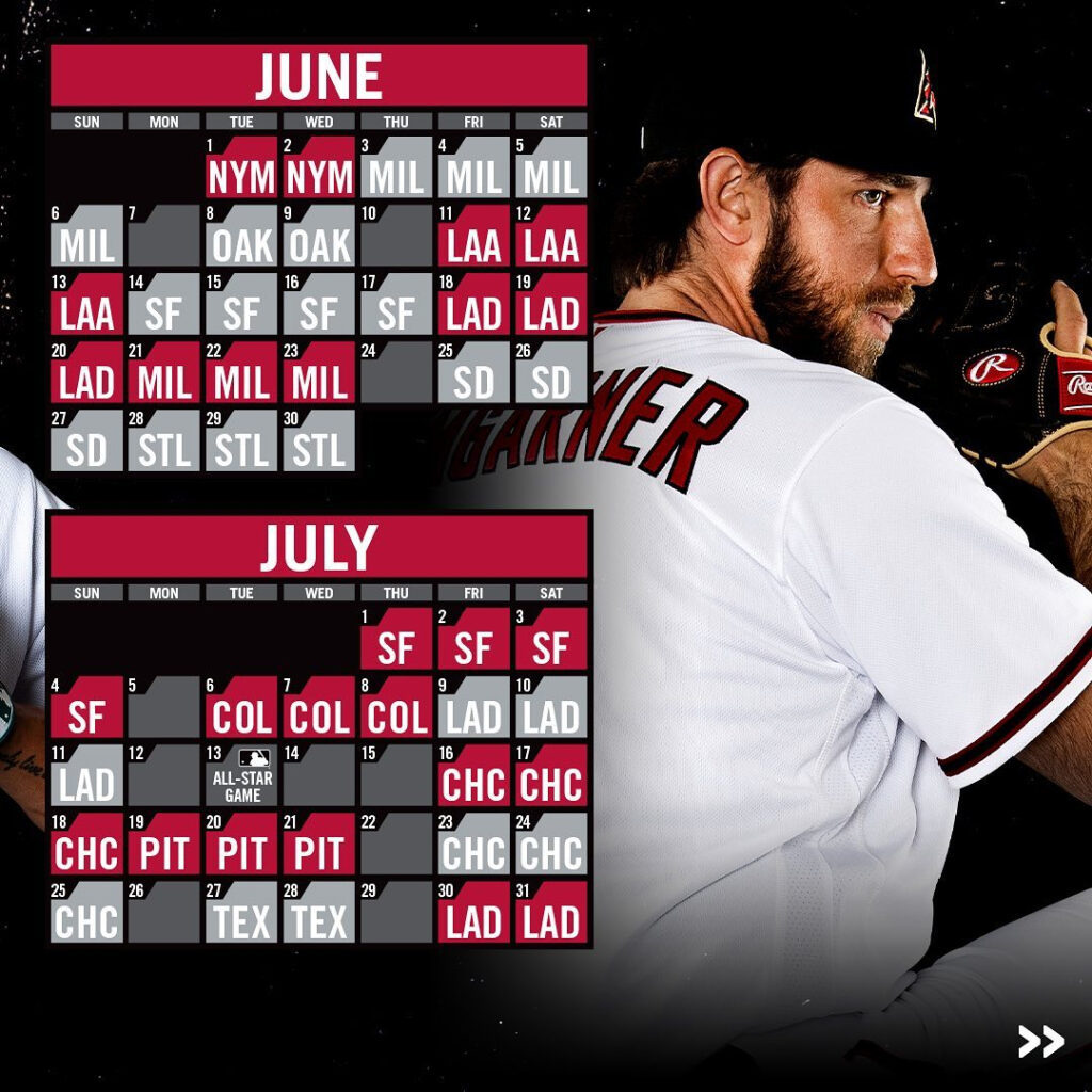 Arizona Diamondbacks 2021 Printable Schedule