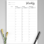 Download Printable Weekly Hourly Planner With Notes