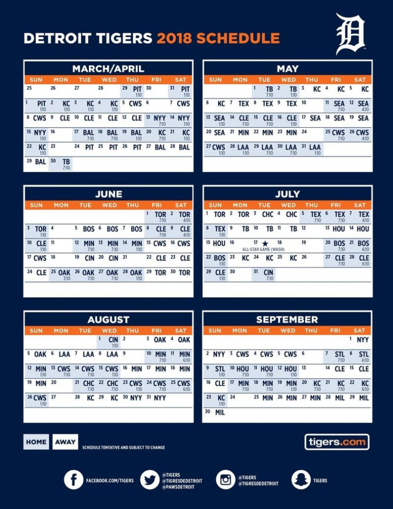 Detroit Tigers Printable Schedule Printable Word Searches