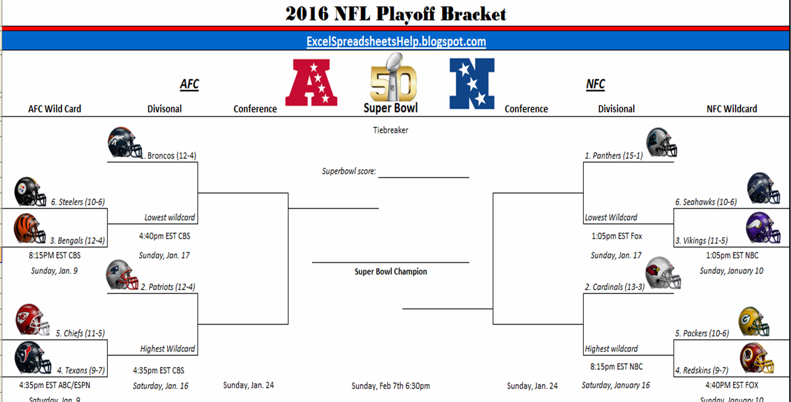 Excel Spreadsheets Help Printable 2016 Nfl Playoff 