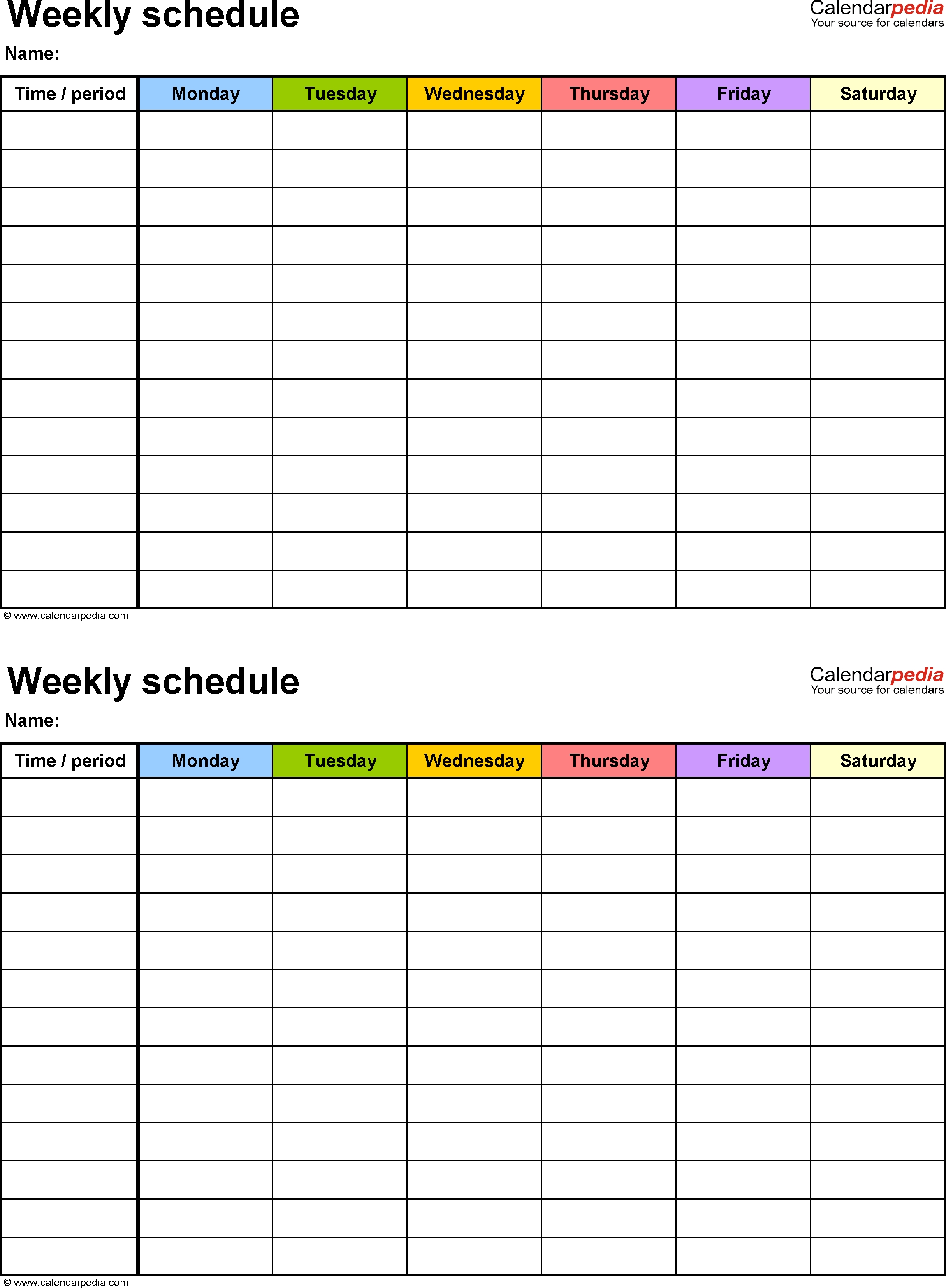 Extra Large Printable Blank Weekly Employee Schedule 