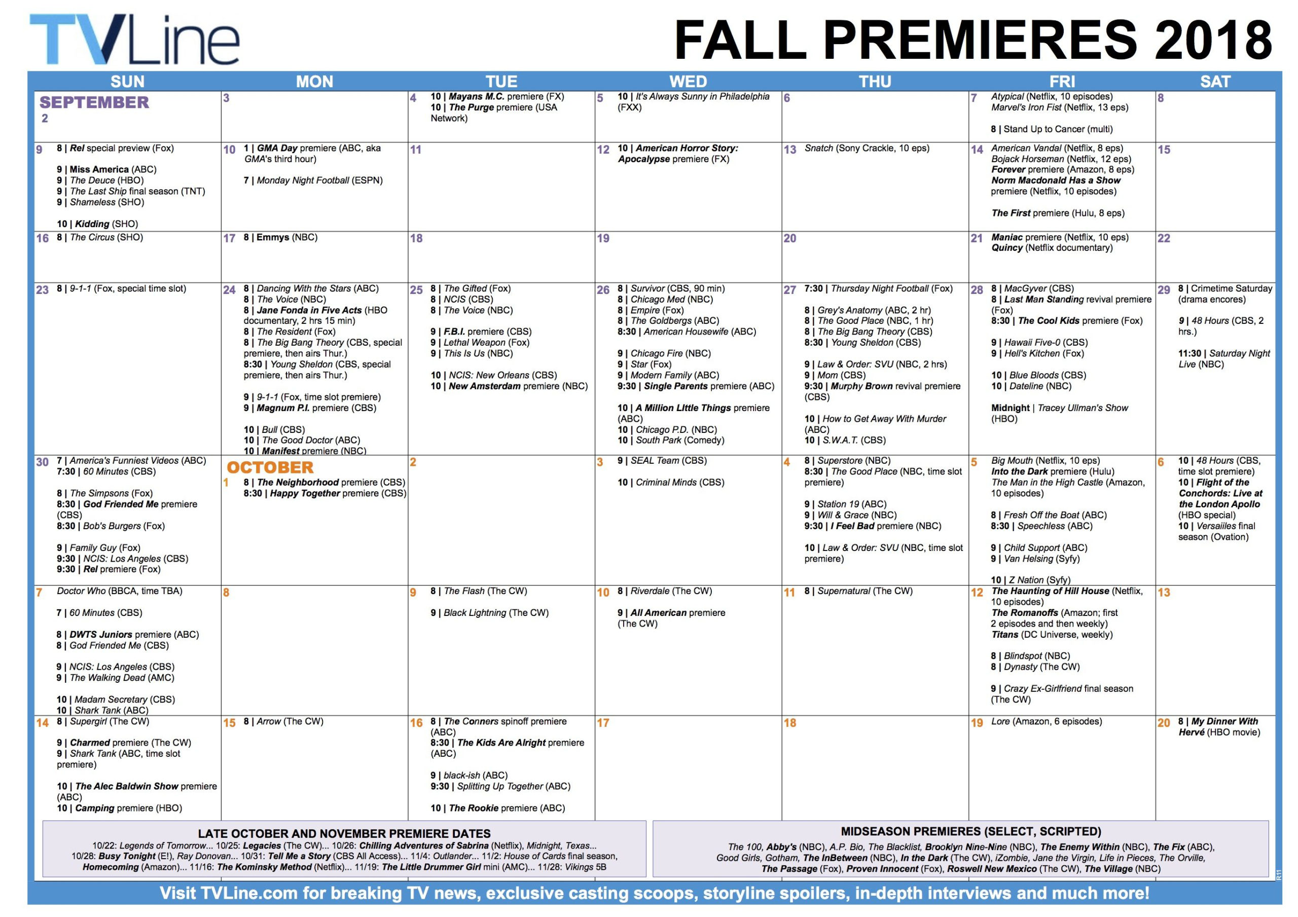 Fall Tv Line Up 2025 2020 Printable Printable Calendar 