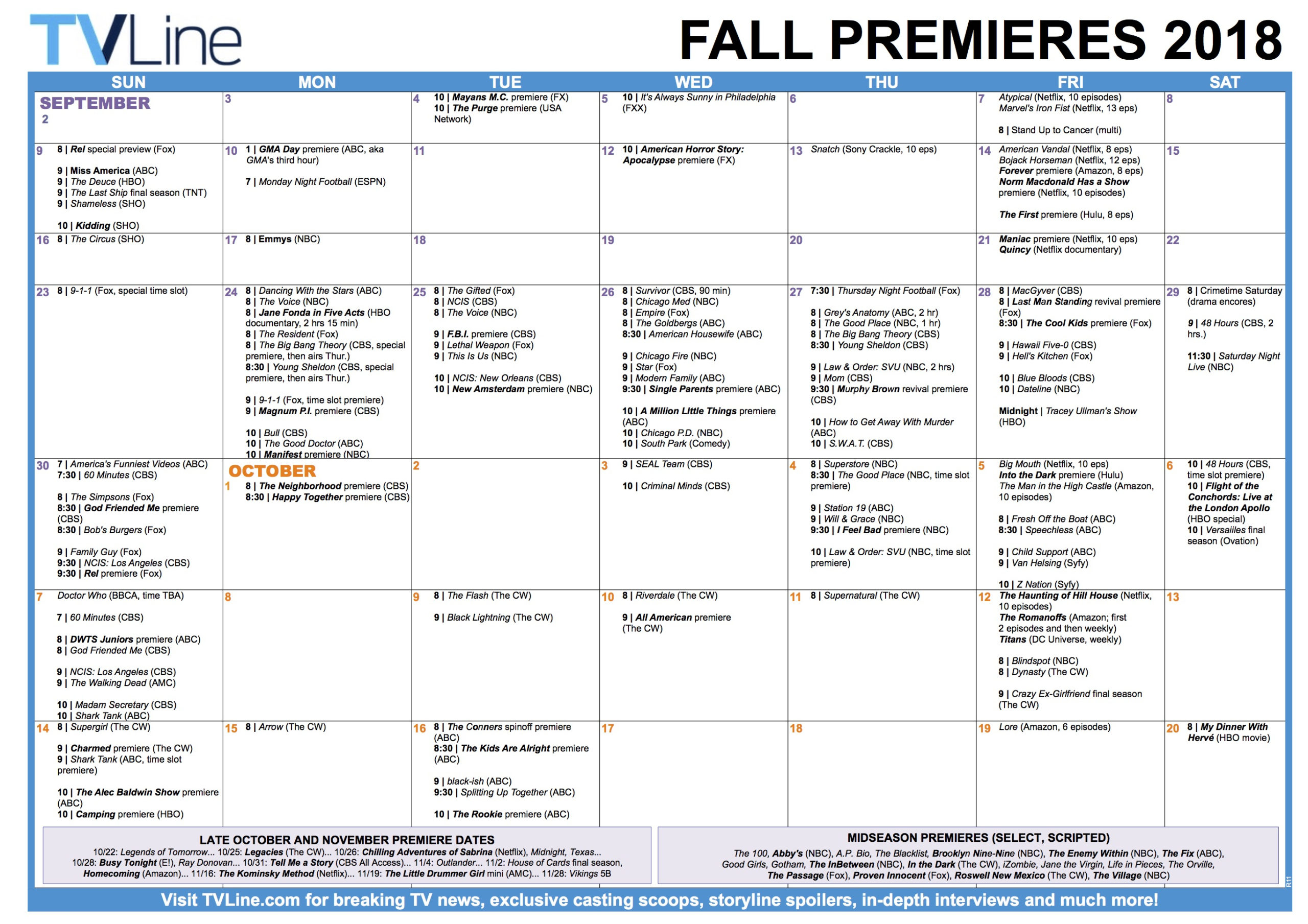 2021 Fall Tv Schedule Printable