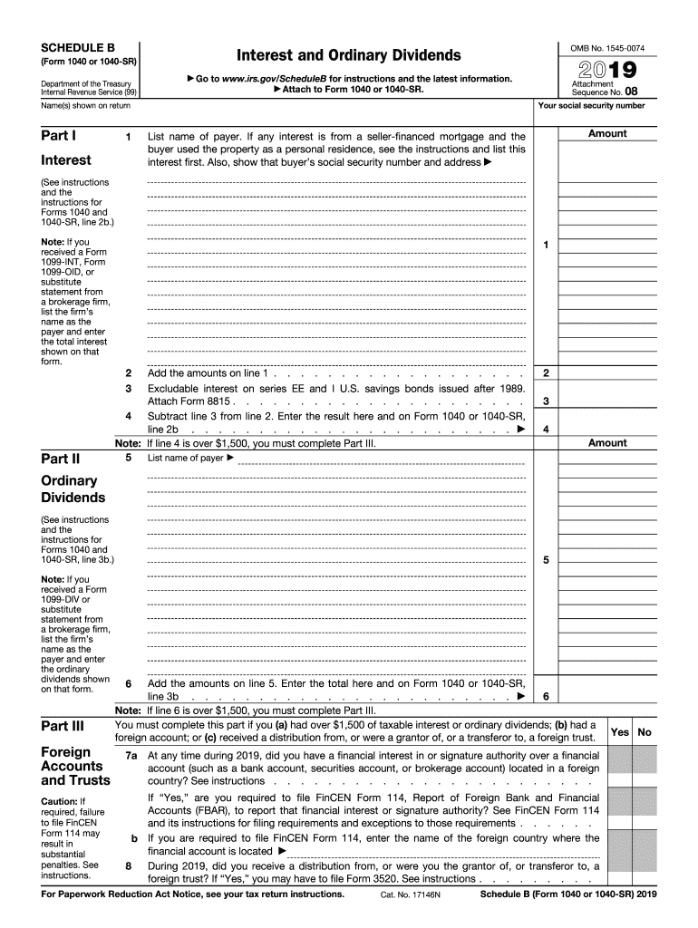 Federal Tax Form 1040 Schedule B Instructions 1040 Form 