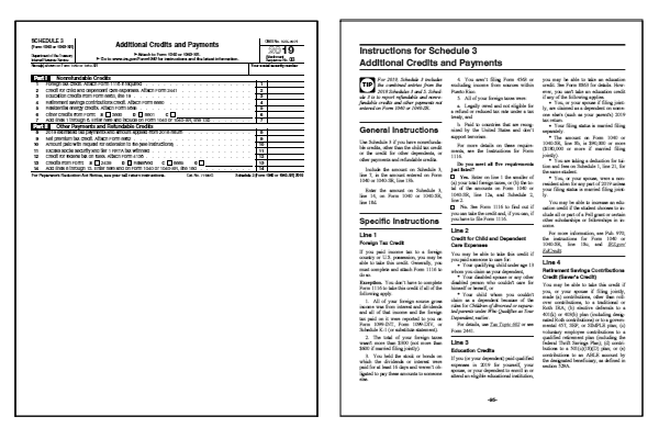 Form 1040 Schedule 3 2019 2025 Tax Forms 1040 Printable