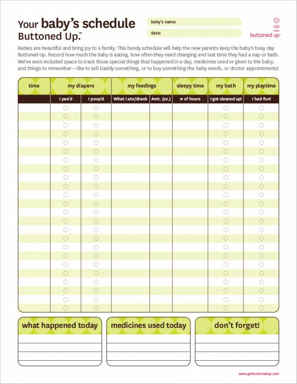 FREE 12 Baby Feeding Schedule Samples Templates In MS 