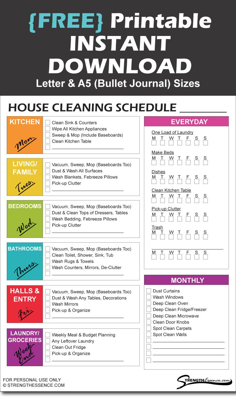 FREE 2025 House Cleaning Schedule Template Printable PDF 