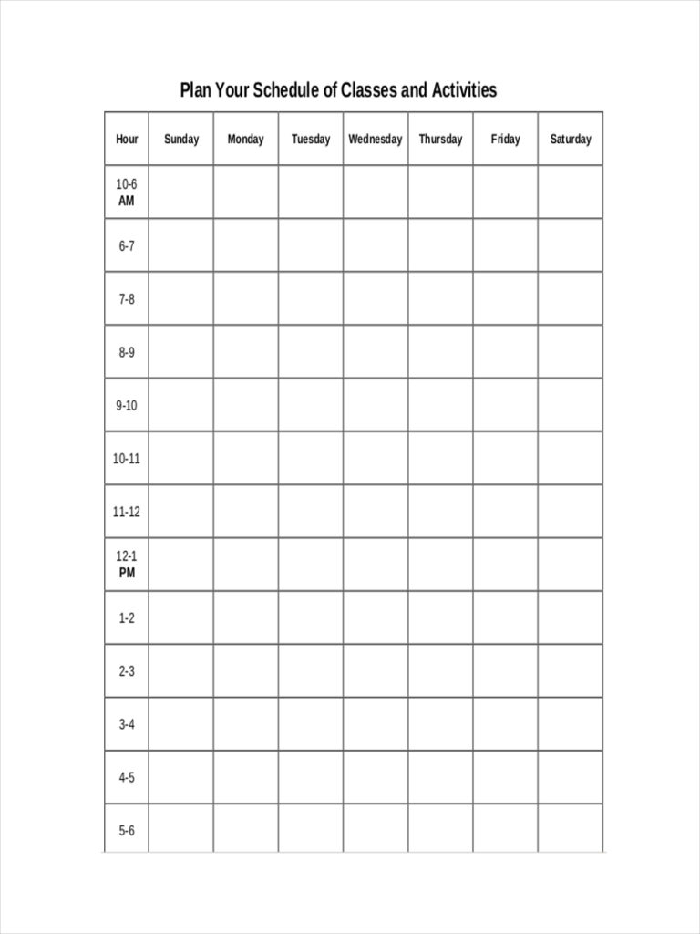 FREE 6 College Schedule Examples Samples In PDF DOC