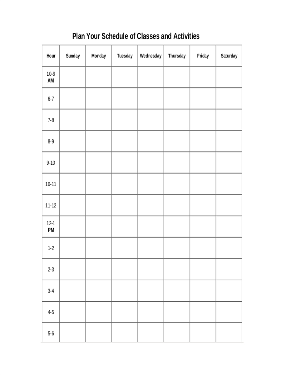 FREE 6 College Schedule Examples Samples In PDF DOC 