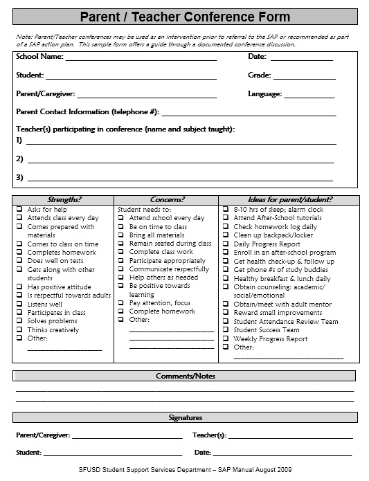 Free Download Parent Teacher Conference Schedule Template 