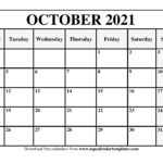 Free October 2021 Calendar Printable Blank Templates