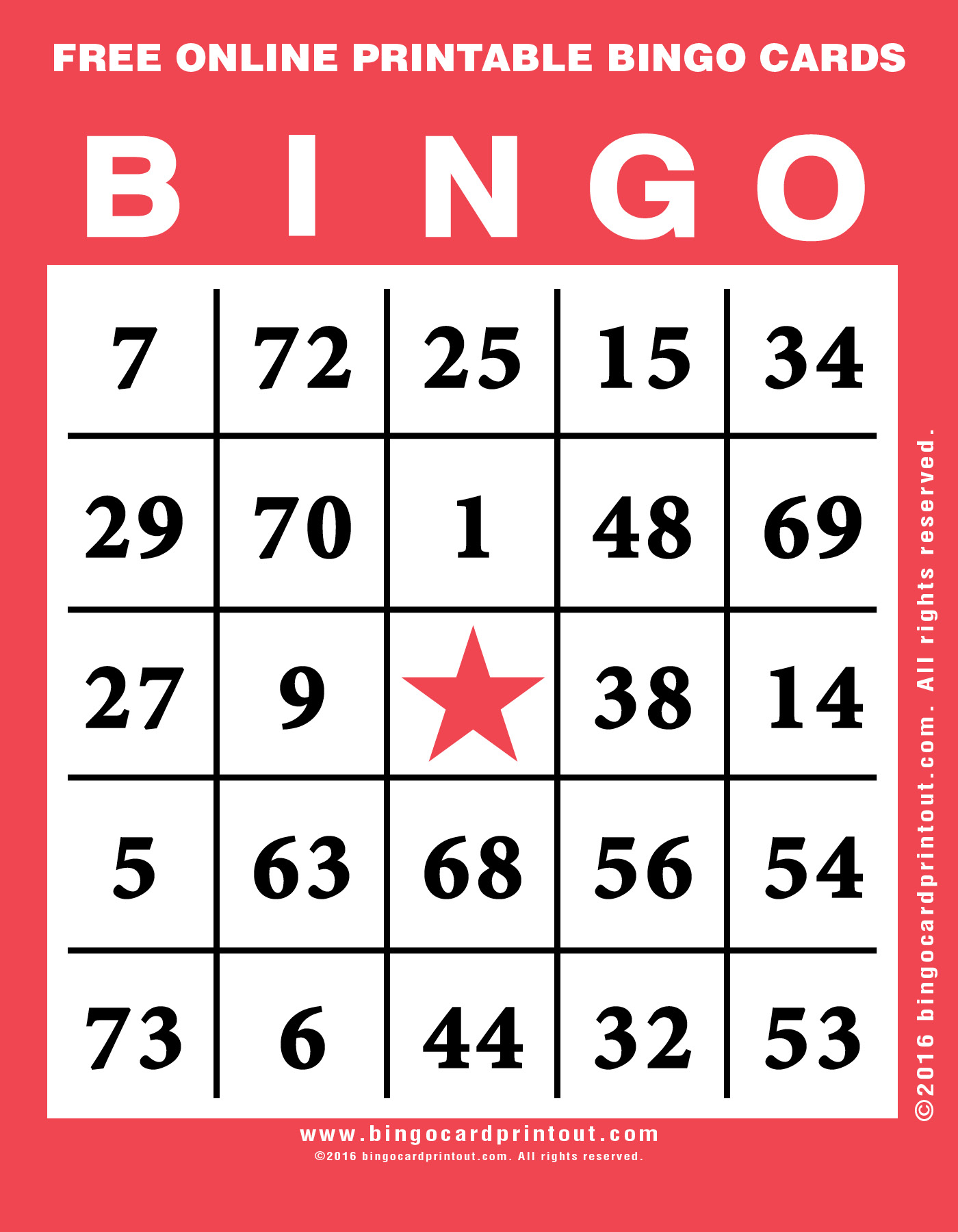 Free Online Printable Bingo Cards BingoCardPrintout