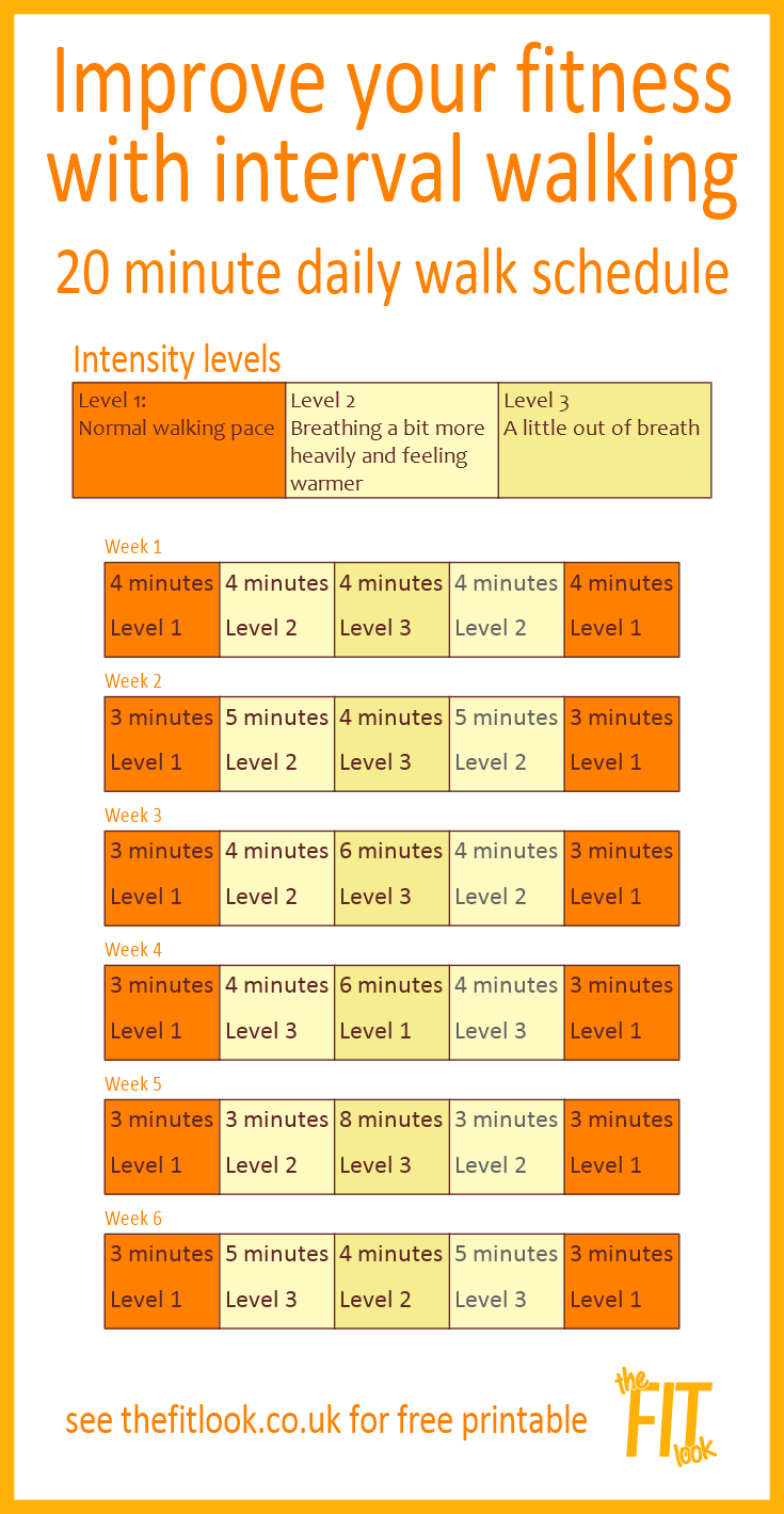 Free Printable 20 Minute Daily Walk Schedule Walking 