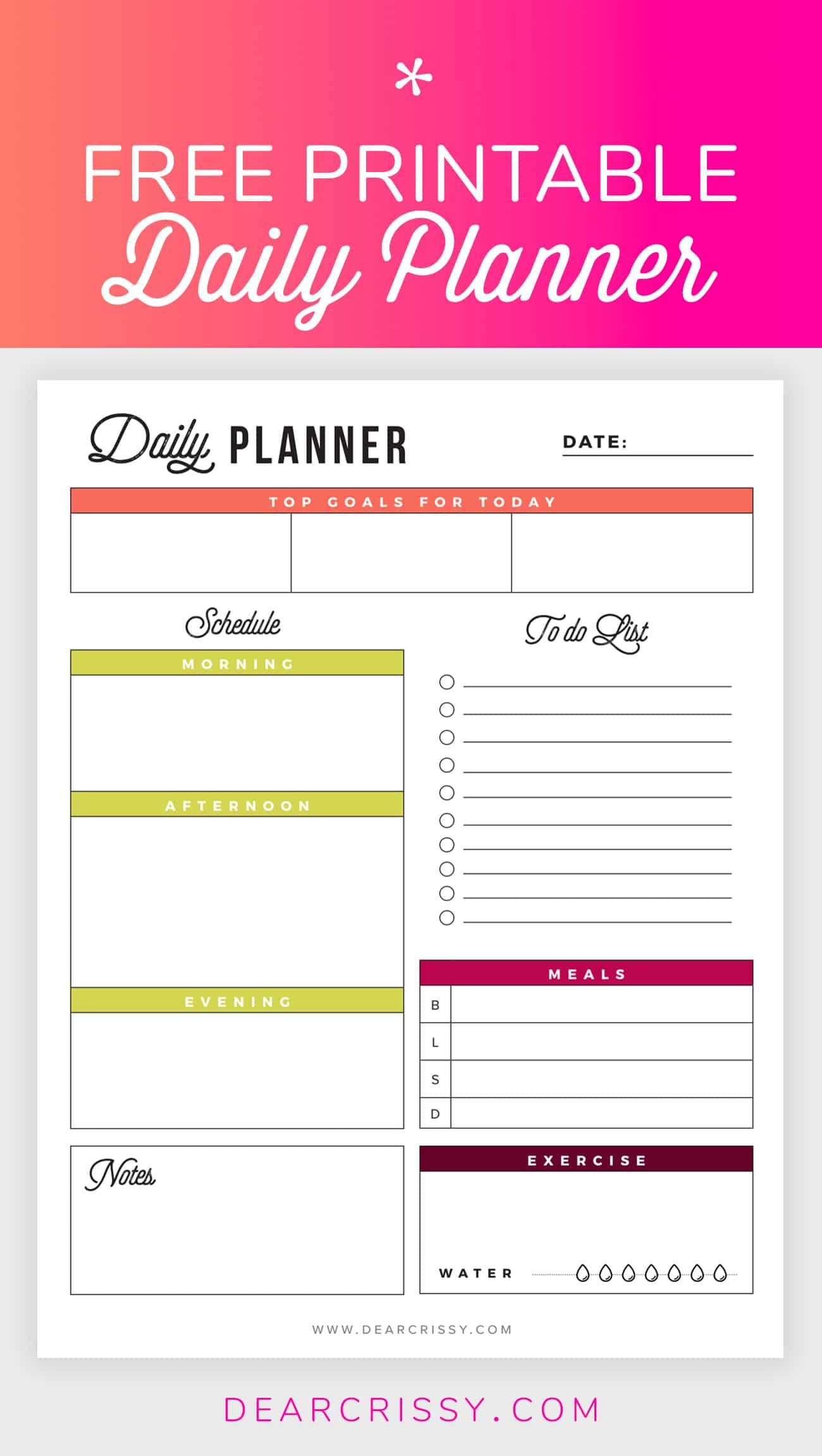 Free Printable Daily Planner Daily Tracker Goal 