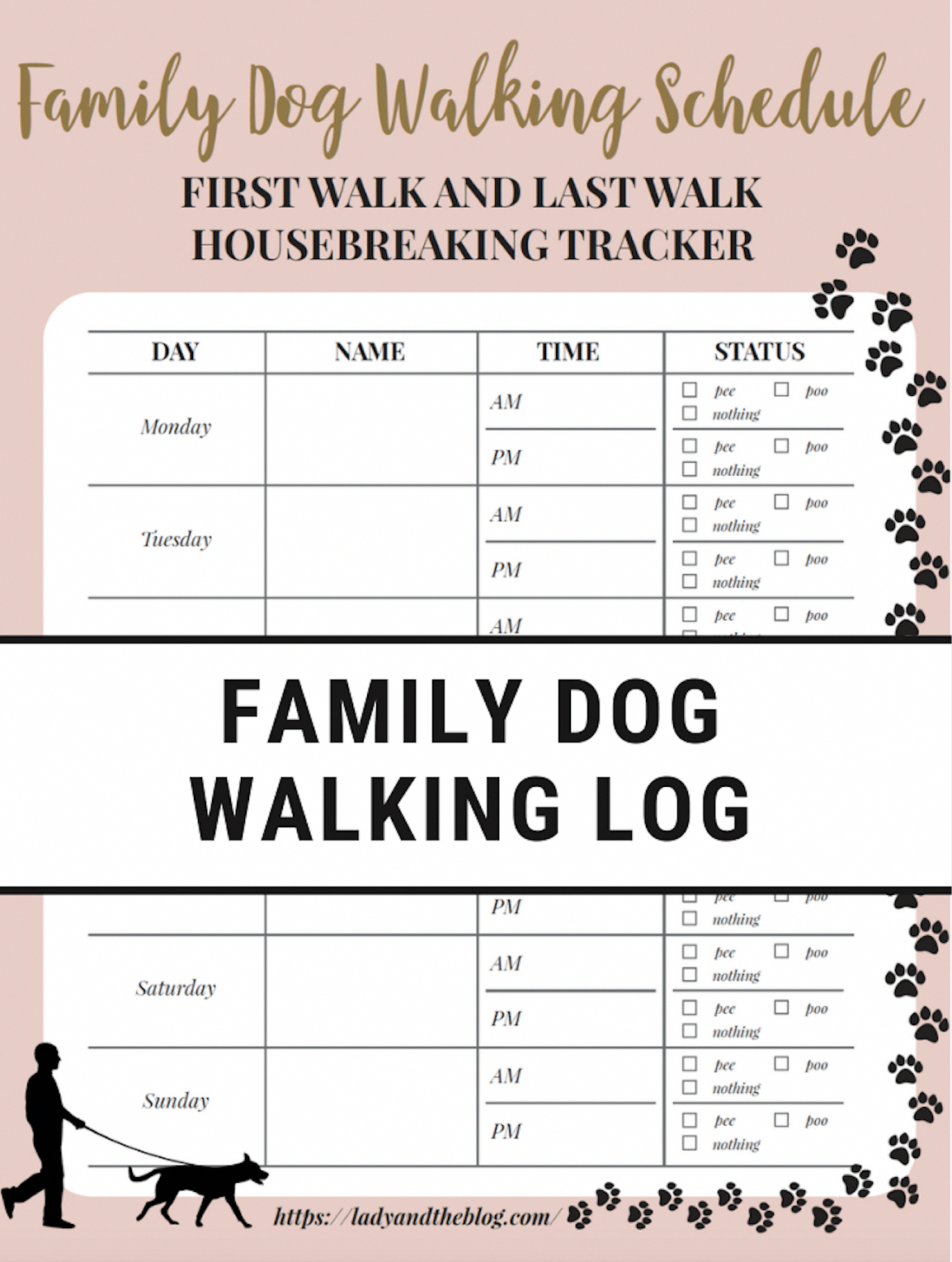 Free Printable Dog Walker Log Set A Schedule And Develop 