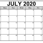Free Printable July 2020 Calendar Monthly Template