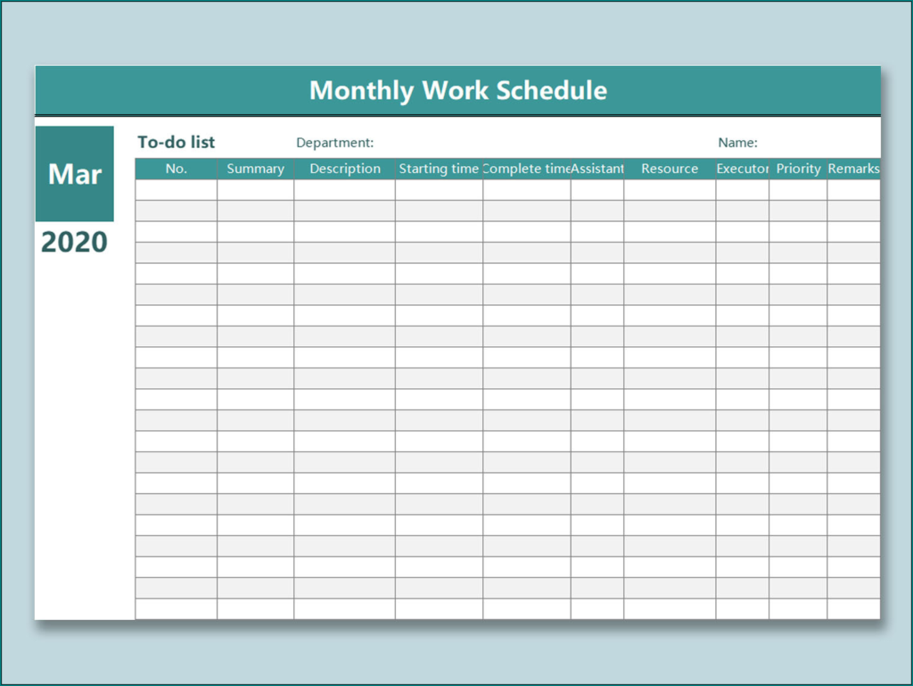 Free Printable Monthly Schedule Template Bogiolo
