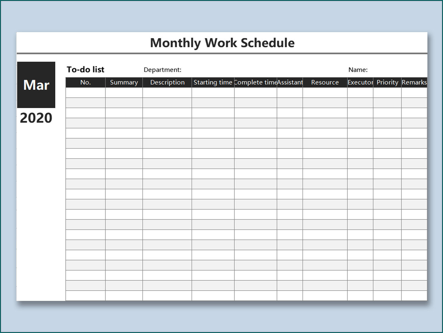  Free Printable Monthly Work Schedule Template Excel Bogiolo