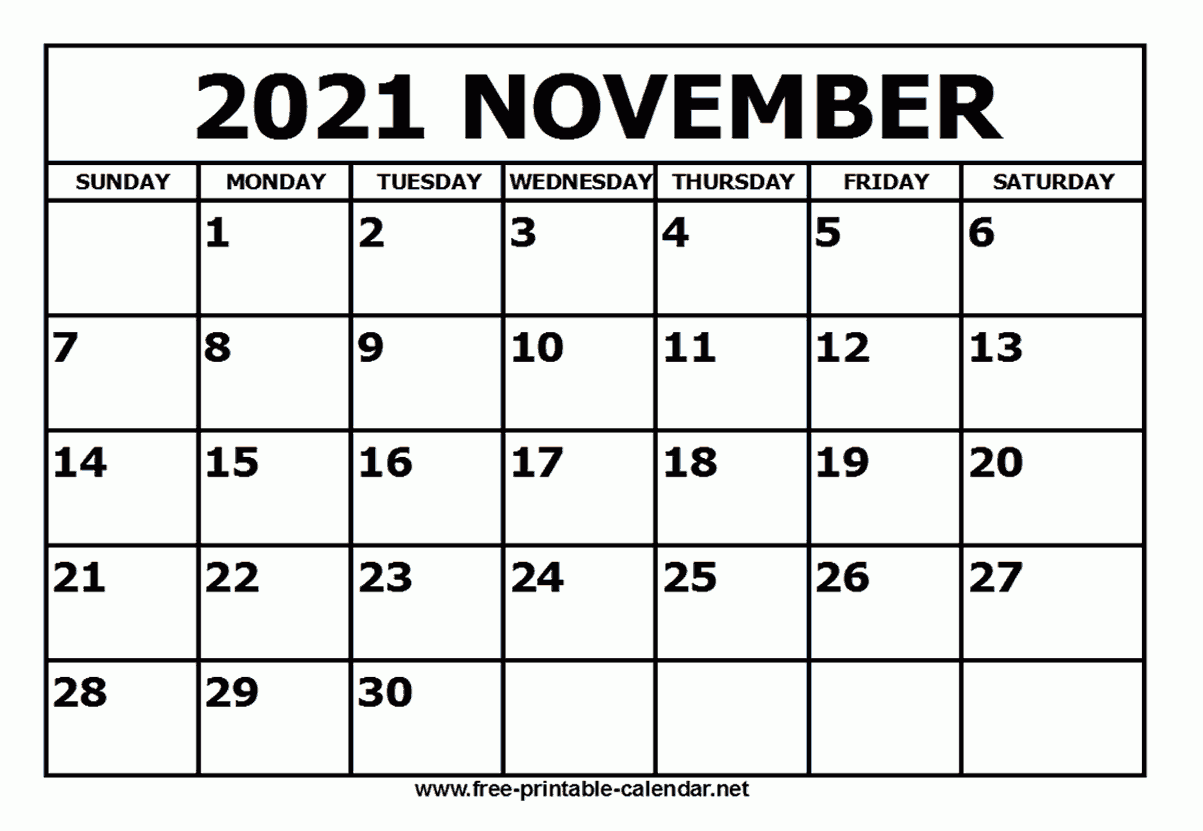 Free Printable November 2021 Calendar