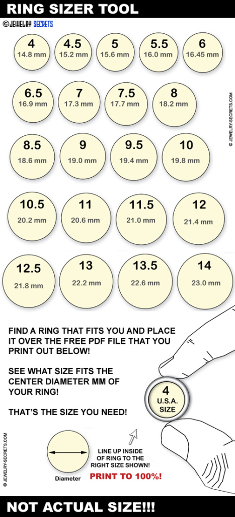 FREE PRINTABLE RING FINGER SIZE CHART Printable Ring
