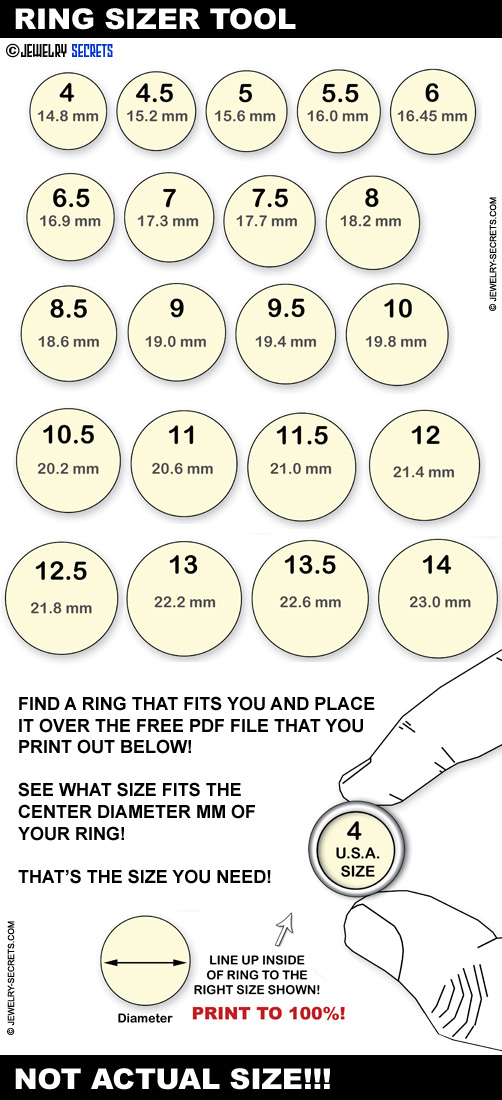 FREE PRINTABLE RING FINGER SIZE CHART Printable Ring 