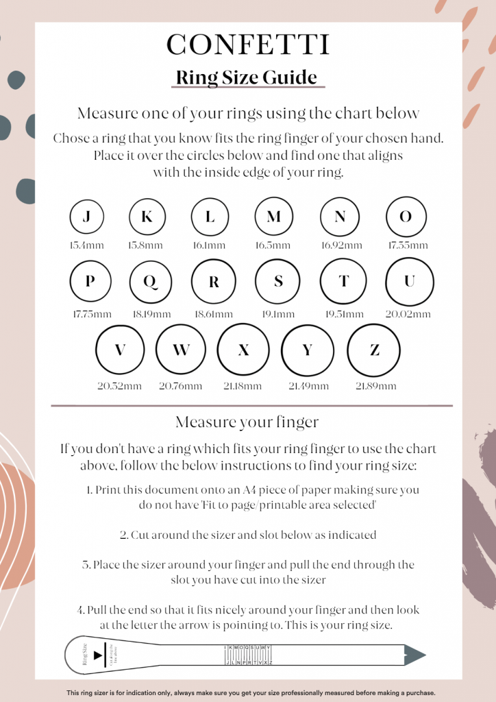 Free Printable Ring Size Guide Ring Sizing Template
