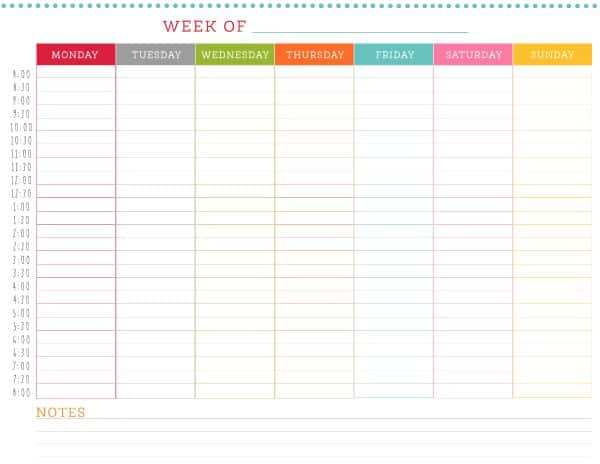 FREE Printable Weekly Schedule